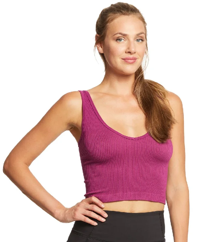 Chic Clothes For Women Free People Solid Rib Brami Yoga Crop Top Plum