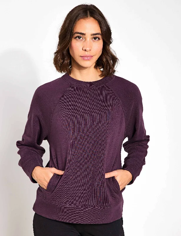 Women's High-End Clothing Cotton Rich Crew Neck Sweatshirt - Blackberry