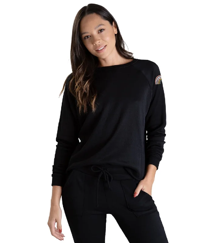 Women's Elegant Garments Jala Rainbow Crop Pullover Black