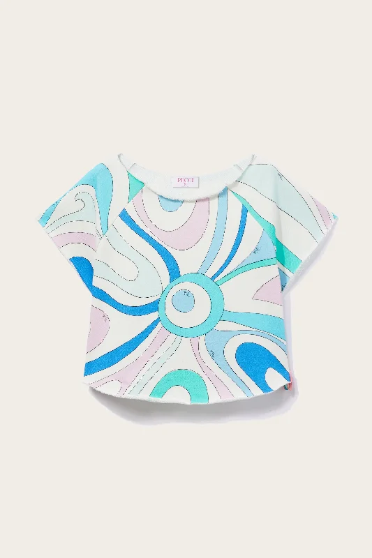 Women's Activewear Garments Marmo-Print Cotton T-Shirt