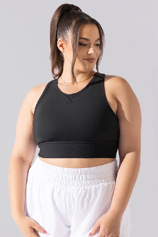 Stylish Women's Garments For Holidays Sweat Sesh Crop Top - Black