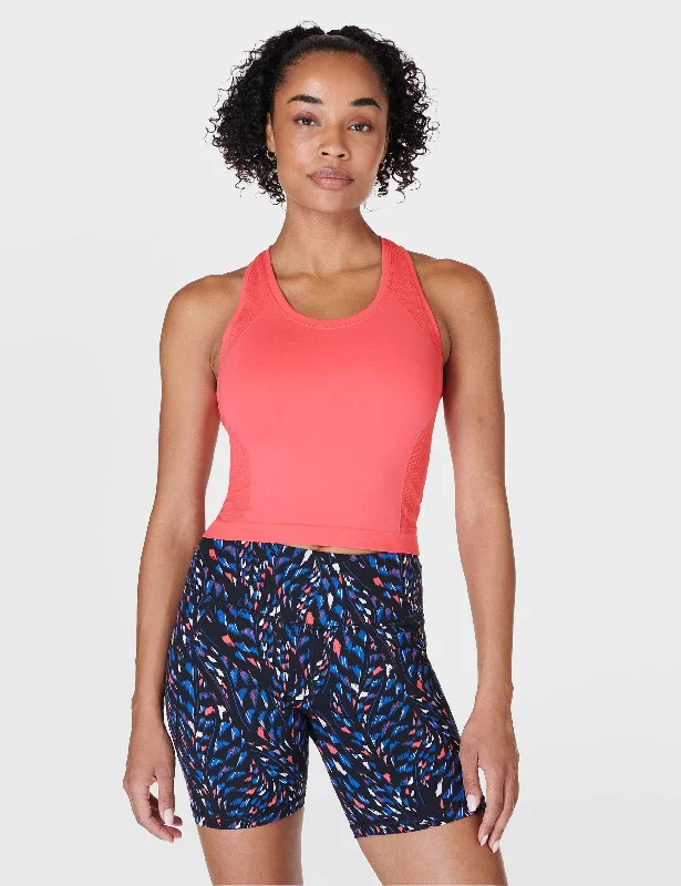Women's Sports Apparel Athlete Crop Seamless Gym Vest - Coral Pink