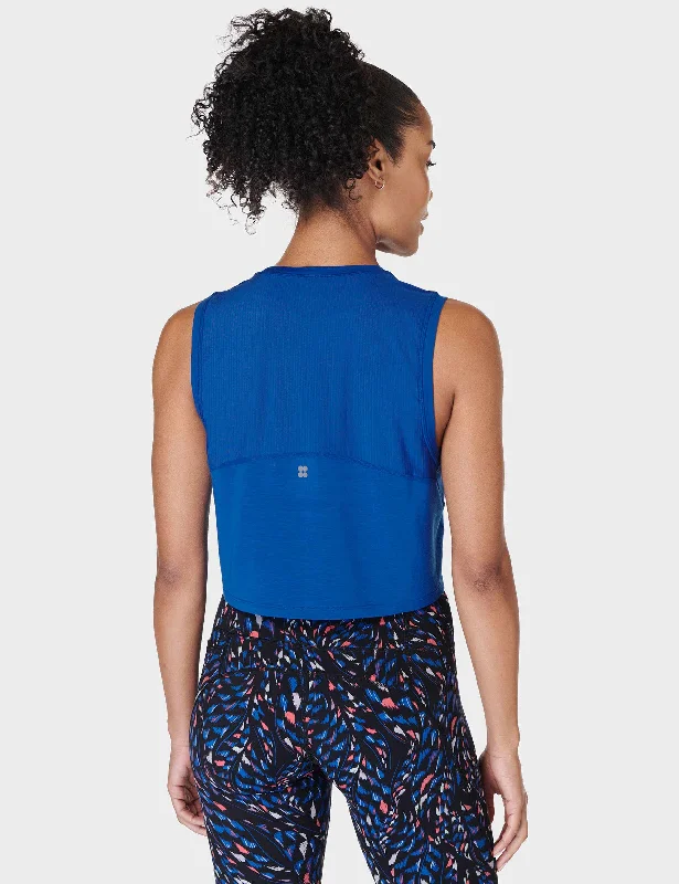 Tailored Clothing For Women Breathe Easy Crop Muscle Vest - Lightning Blue