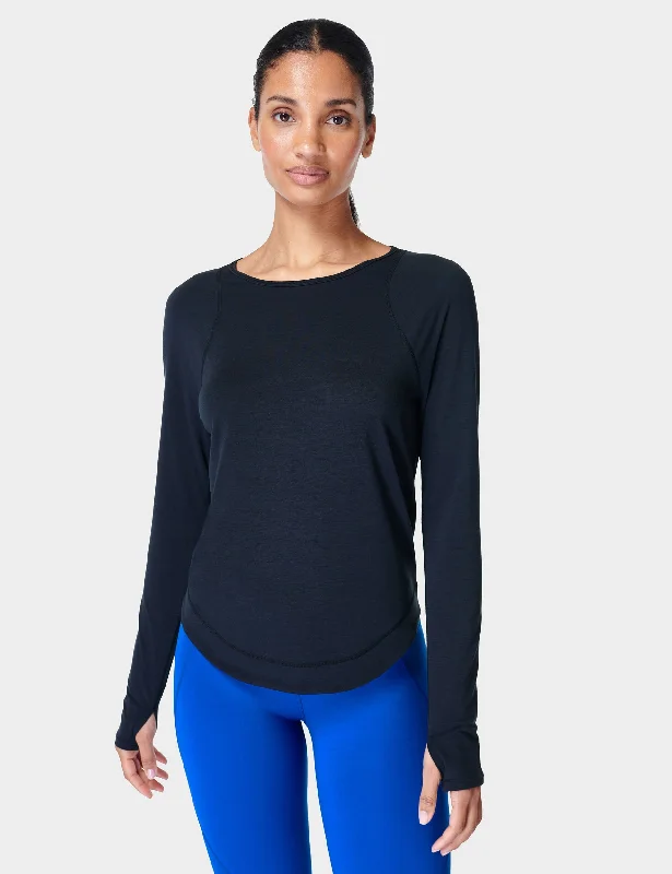 Women's Clothes For Work Breathe Easy Running Long Sleeve Top - Black