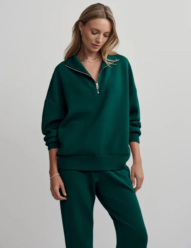 Timeless Women's Garments Hawley Half Zip Sweat - Forest