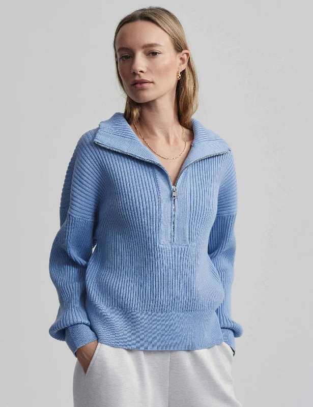 Women's Cozy Clothes Janie Half Zip Knit - Ashley Blue