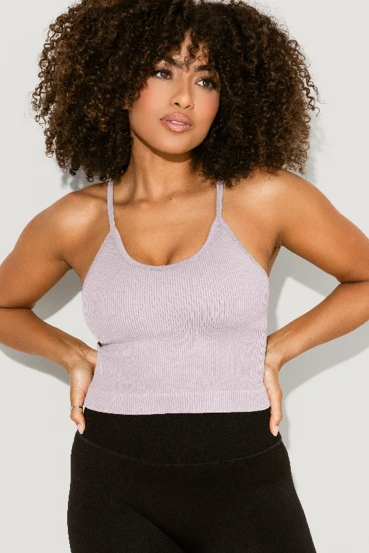 Women's Fashionable Attire For Work What's the Scoop Seamless Crop Tank - Smoky Lilac