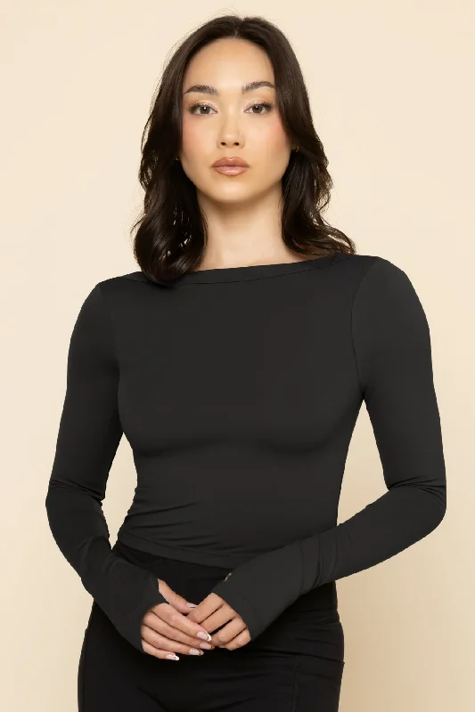 Women's Elegant Clothing Sets Your Favorite Long Sleeve Reversible Top - Black