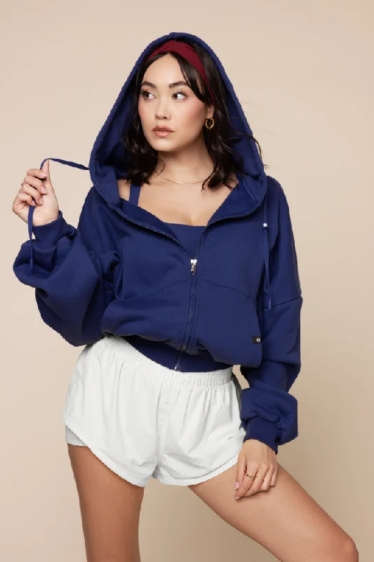 Affordable Fashion Clothing For Women Zip Cloud Hoodie - Sapphire